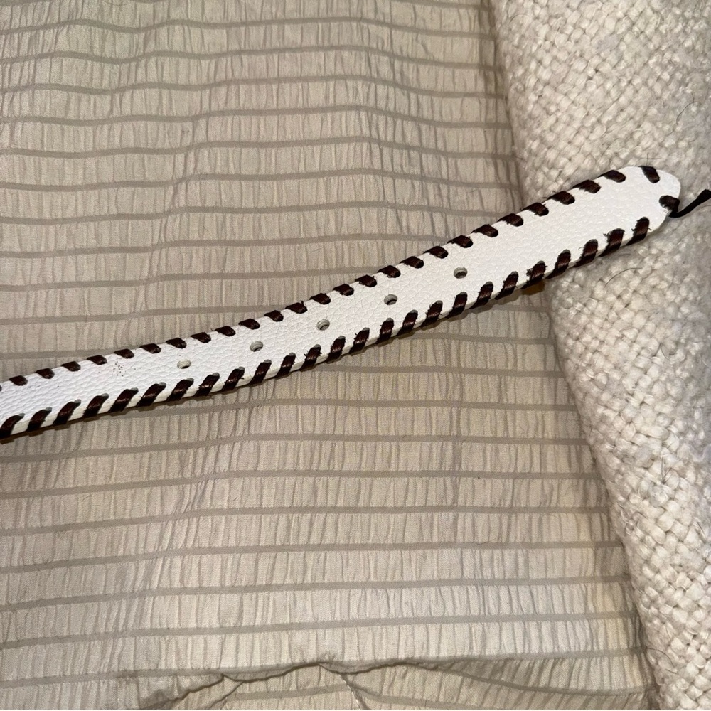Brighton White Leather Belt xl - Picture 7 of 8